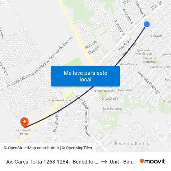 Av. Garça Torta 1268-1284 - Benedito Bentes Maceió - Al 57084-615 Brasil to Unit - Benedito Bentes map