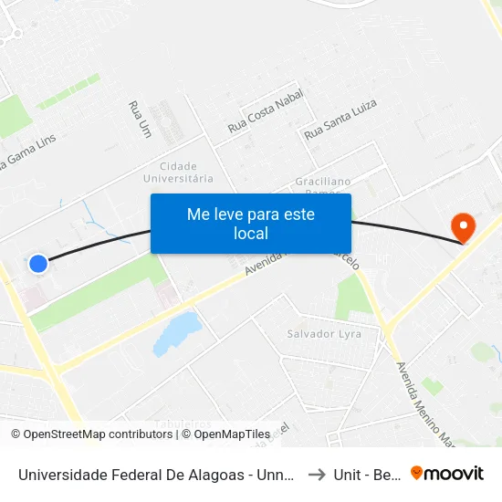 Universidade Federal De Alagoas - Unnamed Road - Cidade Universitária Maceió - Al Brasil to Unit - Benedito Bentes map