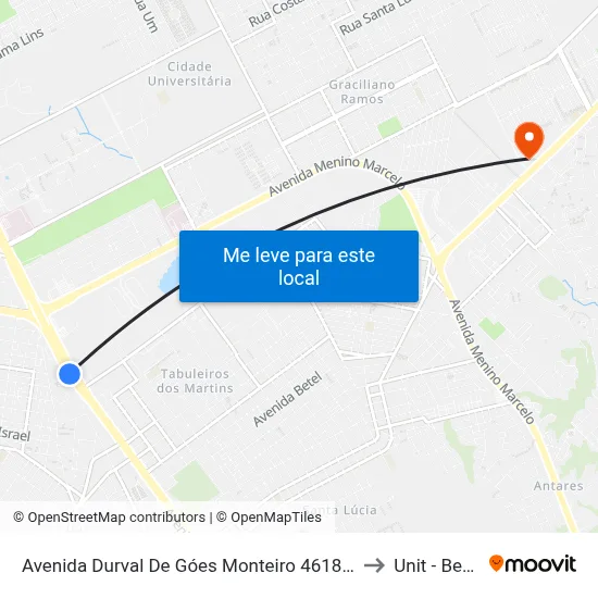 Avenida Durval De Góes Monteiro 4618-5162 - Tabuleiro Do Martins Maceió - Al Brasil to Unit - Benedito Bentes map