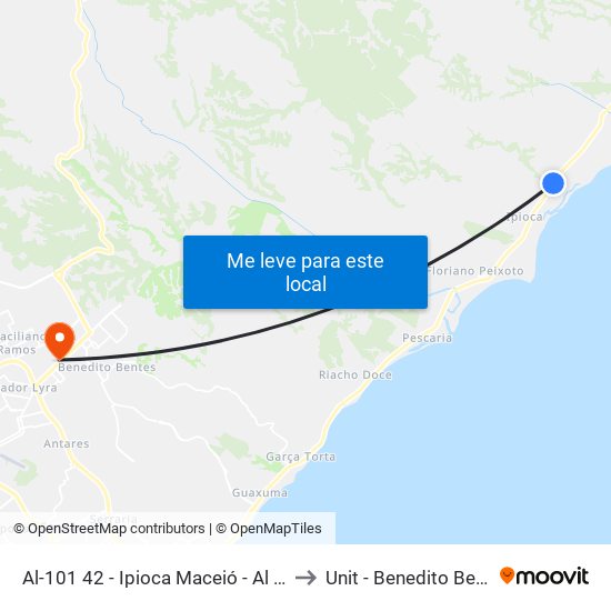 Al-101 42 - Ipioca Maceió - Al Brasil to Unit - Benedito Bentes map