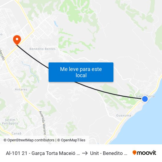 Al-101 21 - Garça Torta Maceió - Al Brasil to Unit - Benedito Bentes map