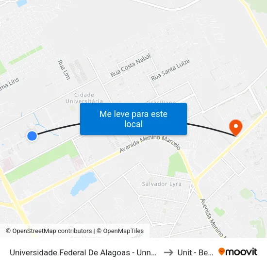 Universidade Federal De Alagoas - Unnamed Road - Cidade Universitária Maceió - Al Brasil to Unit - Benedito Bentes map