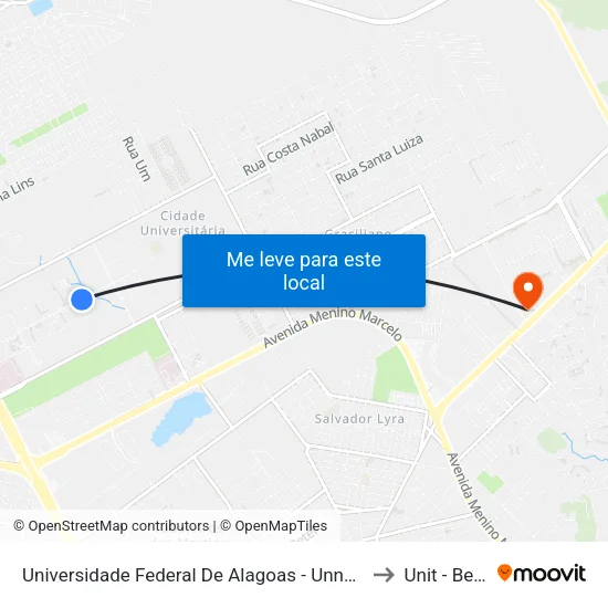 Universidade Federal De Alagoas - Unnamed Road - Cidade Universitária Maceió - Al Brasil to Unit - Benedito Bentes map