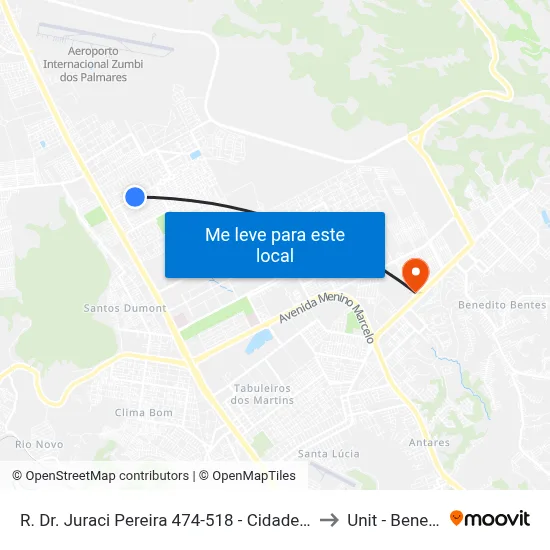 R. Dr. Juraci Pereira 474-518 - Cidade Universitária Maceió - Al Brasil to Unit - Benedito Bentes map