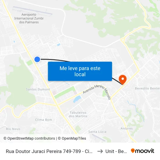 Rua Doutor Juraci Pereira 749-789 - Cidade Universitária Maceió - Al 57072-040 Brasil to Unit - Benedito Bentes map
