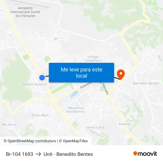 Br-104 1693 to Unit - Benedito Bentes map