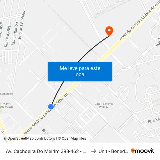 Av. Cachoeira Do Meirim 398-462 - Antares Maceió - Al Brasil to Unit - Benedito Bentes map