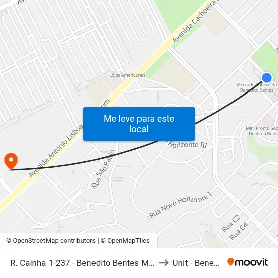 R. Cainha 1-237 - Benedito Bentes Maceió - Al 57084-560 Brasil to Unit - Benedito Bentes map