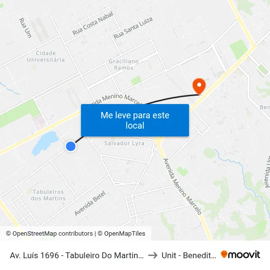 Av. Luís 1696 - Tabuleiro Do Martins Maceió - Al Brasil to Unit - Benedito Bentes map
