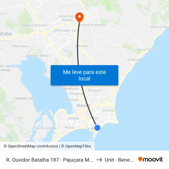 R. Ouvidor Batalha 187 - Pajuçara Maceió - Al 57030-130 Brasil to Unit - Benedito Bentes map