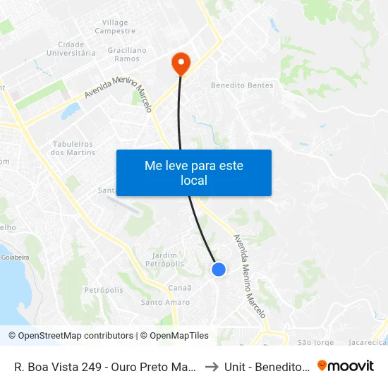 R. Boa Vista 249 - Ouro Preto Maceió - Al Brasil to Unit - Benedito Bentes map