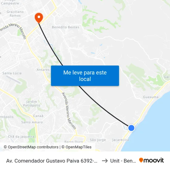 Av. Comendador Gustavo Paiva 6392-6404 - Cruz Das Almas Maceió - Al Brasil to Unit - Benedito Bentes map