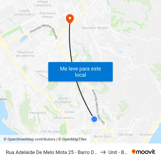 Rua Adelaide De Melo Mota 25 - Barro Duro Maceió - Al 57045-680 República Federativa Do Brasil to Unit - Benedito Bentes map