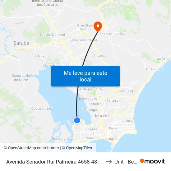 Avenida Senador Rui Palmeira 4658-4888 - Levada Maceió - Al República Federativa Do Brasil to Unit - Benedito Bentes map