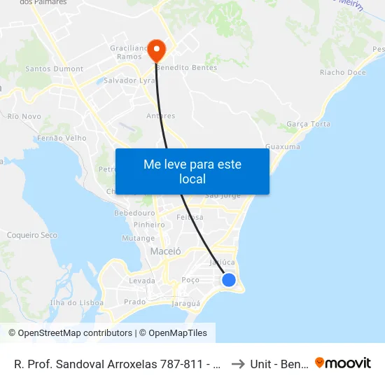 R. Prof. Sandoval Arroxelas 787-811 - Ponta Verde Maceió - Al 57035-230 Brasil to Unit - Benedito Bentes map