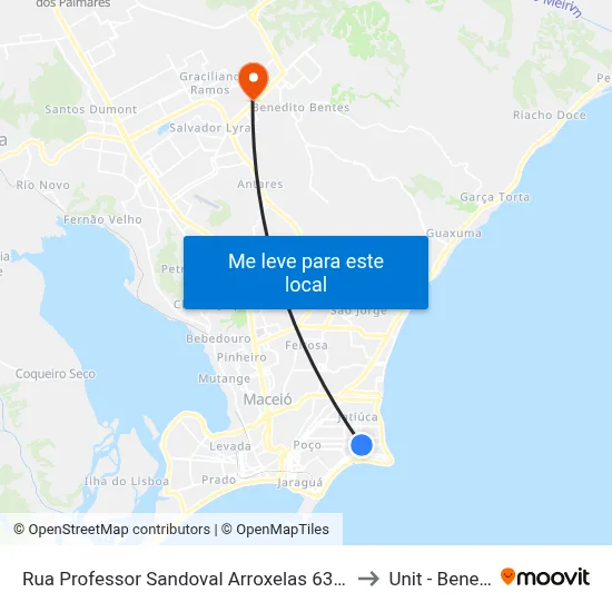 Rua Professor Sandoval Arroxelas 630 - Ponta Verde Maceió - Al Brasil to Unit - Benedito Bentes map