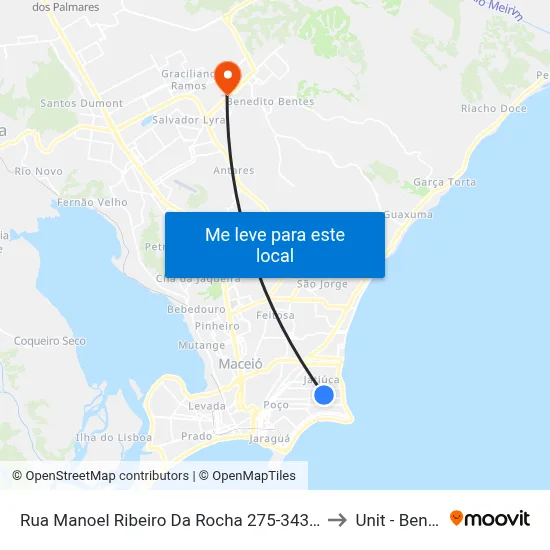Rua Manoel Ribeiro Da Rocha 275-343 - Jatiúca Maceió - Al 57035-395 Brasil to Unit - Benedito Bentes map