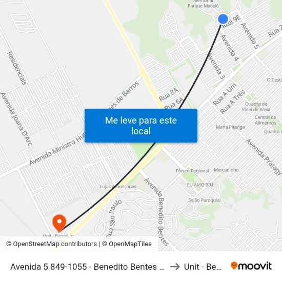 Avenida 5 849-1055 - Benedito Bentes Maceió - Al República Federativa Do Brasil to Unit - Benedito Bentes map