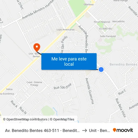 Av. Benedito Bentes 463-511 - Benedito Bentes Maceió - Al 57084-800 Brasil to Unit - Benedito Bentes map