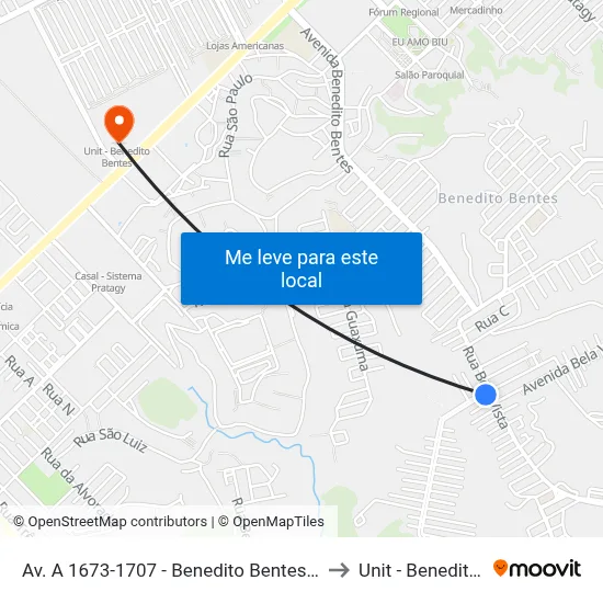 Av. A 1673-1707 - Benedito Bentes Maceió - Al Brasil to Unit - Benedito Bentes map