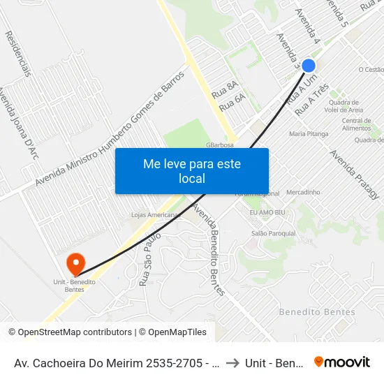 Av. Cachoeira Do Meirim 2535-2705 - Benedito Bentes Maceió - Al Brasil to Unit - Benedito Bentes map