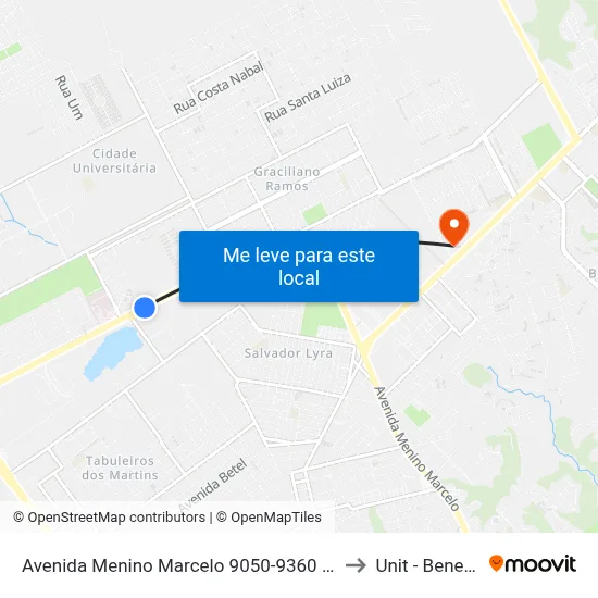 Avenida Menino Marcelo 9050-9360 - Barro Duro Maceió - Al Brasil to Unit - Benedito Bentes map