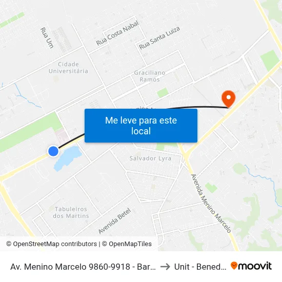 Av. Menino Marcelo 9860-9918 - Barro Duro Maceió - Al Brasil to Unit - Benedito Bentes map