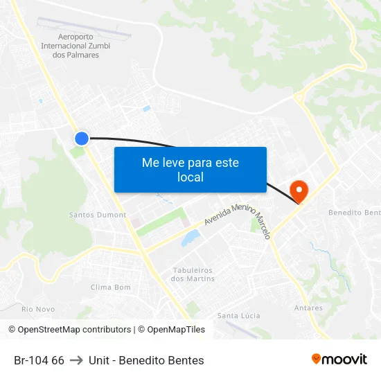 Br-104 66 to Unit - Benedito Bentes map