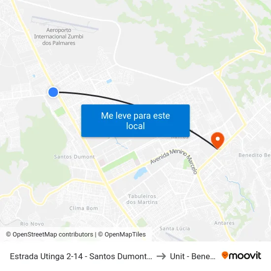 Estrada Utinga 2-14 - Santos Dumont Maceió - Al 57100-000 Brasil to Unit - Benedito Bentes map