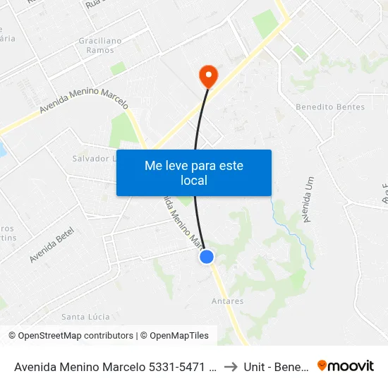 Avenida Menino Marcelo 5331-5471 - Barro Duro Maceió - Al Brasil to Unit - Benedito Bentes map