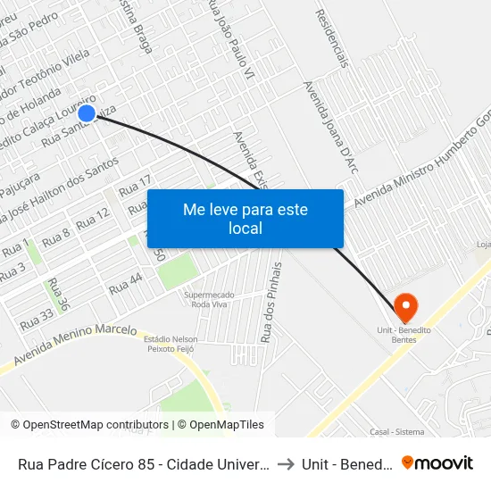 Rua Padre Cícero 85 - Cidade Universitária Maceió - Al Brasil to Unit - Benedito Bentes map