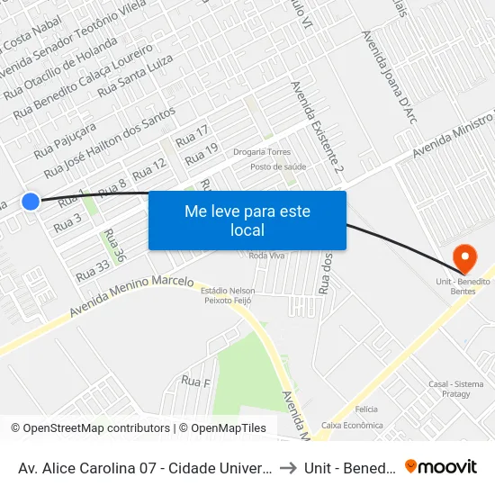 Av. Alice Carolina 07 - Cidade Universitária Maceió - Al Brasil to Unit - Benedito Bentes map