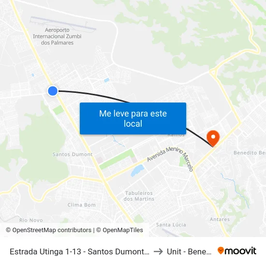 Estrada Utinga 1-13 - Santos Dumont Maceió - Al 57100-000 Brasil to Unit - Benedito Bentes map