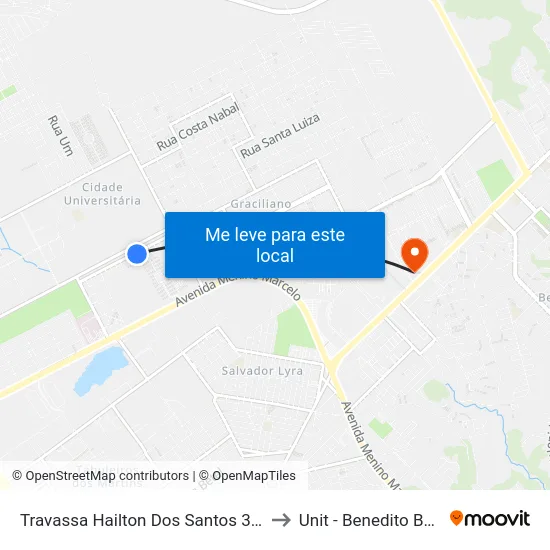 Travassa Hailton Dos Santos 357-401 to Unit - Benedito Bentes map