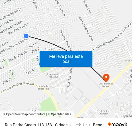Rua Padre Cícero 113-153 - Cidade Universitária Maceió - Al Brasil to Unit - Benedito Bentes map