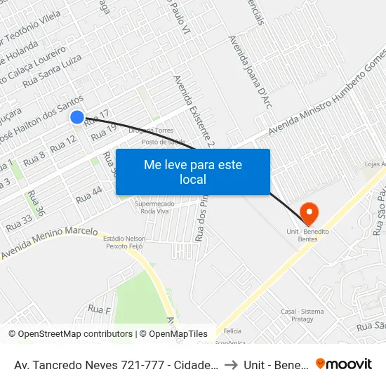 Av. Tancredo Neves 721-777 - Cidade Universitária Maceió - Al Brasil to Unit - Benedito Bentes map