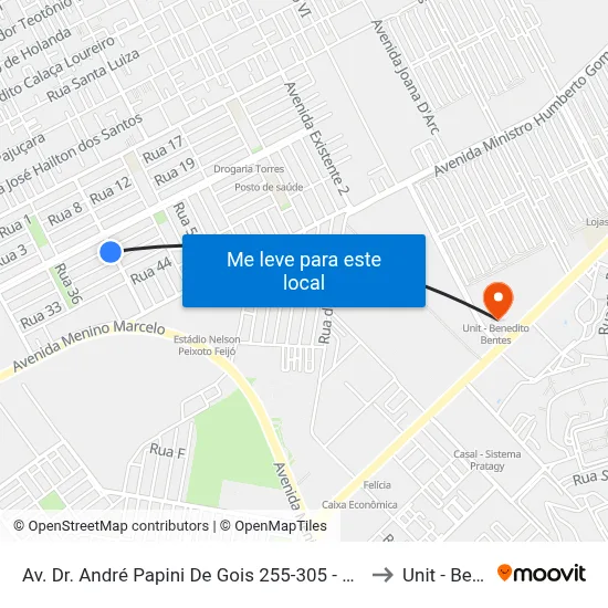 Av. Dr. André Papini De Gois 255-305 - Cidade Universitária Maceió - Al 57073-474 Brasil to Unit - Benedito Bentes map