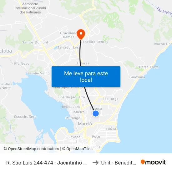 R. São Luís 244-474 - Jacintinho Maceió - Al Brasil to Unit - Benedito Bentes map