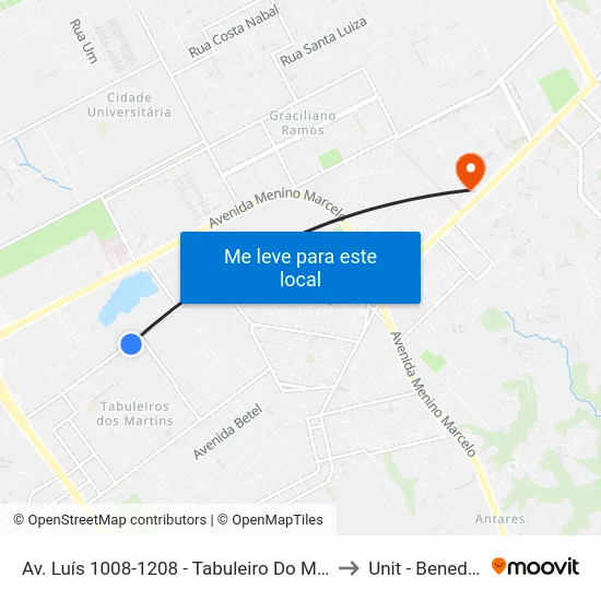 Av. Luís 1008-1208 - Tabuleiro Do Martins Maceió - Al Brasil to Unit - Benedito Bentes map
