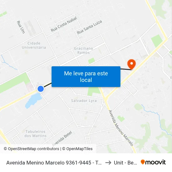 Avenida Menino Marcelo 9361-9445 - Tabuleiro Do Martins Maceió - Al 57081-385 Brasil to Unit - Benedito Bentes map