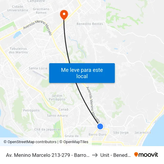 Av. Menino Marcelo 213-279 - Barro Duro Maceió - Al Brasil to Unit - Benedito Bentes map