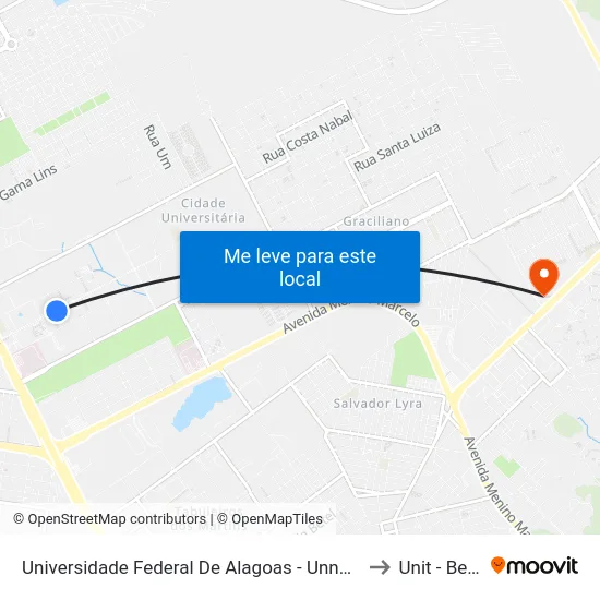 Universidade Federal De Alagoas - Unnamed Road - Cidade Universitária Maceió - Al Brasil to Unit - Benedito Bentes map
