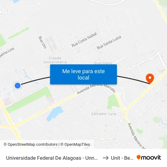 Universidade Federal De Alagoas - Unnamed Road - Cidade Universitária Maceió - Al Brasil to Unit - Benedito Bentes map