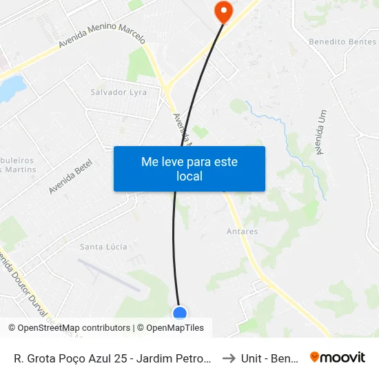 R. Grota Poço Azul 25 - Jardim Petropolis Maceió - Al 57080-635 Brazil to Unit - Benedito Bentes map