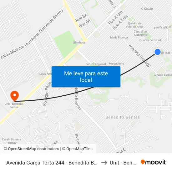 Avenida Garça Torta 244 - Benedito Bentes Maceió - Al 57084-615 Brasil to Unit - Benedito Bentes map