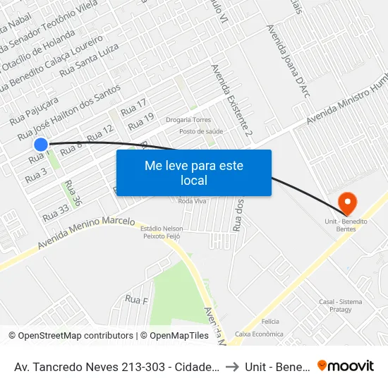Av. Tancredo Neves 213-303 - Cidade Universitária Maceió - Al Brasil to Unit - Benedito Bentes map