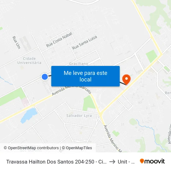 Travassa Hailton Dos Santos 204-250 - Cidade Universitária Maceió - Al 57073-480 República Federativa Do Brasil to Unit - Benedito Bentes map