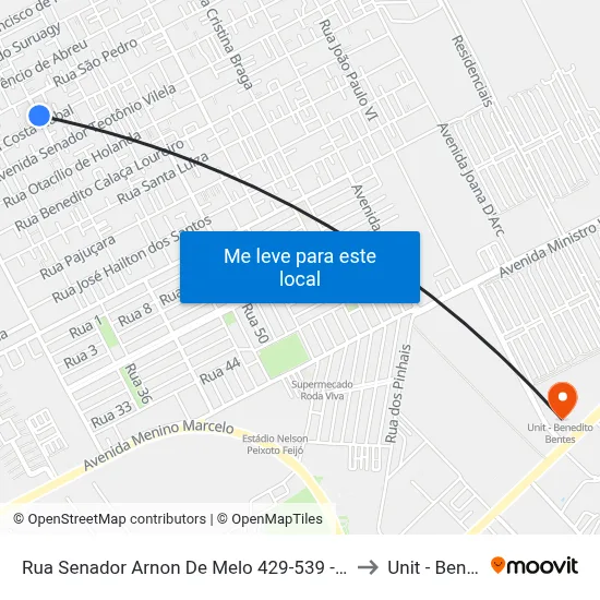 Rua Senador Arnon De Melo 429-539 - Cidade Universitária Maceió - Al Brasil to Unit - Benedito Bentes map