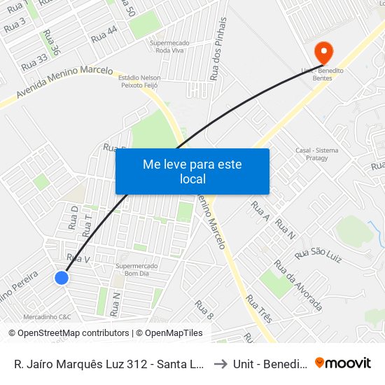 R. Jaíro Marquês Luz 312 - Santa Lúcia Maceió - Al Brasil to Unit - Benedito Bentes map