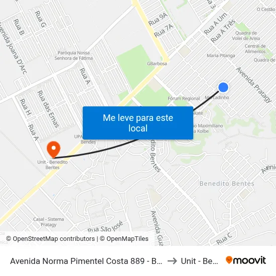Avenida Norma Pimentel Costa 889 - Benedito Bentes Maceió - Al 57084-540 Brasil to Unit - Benedito Bentes map